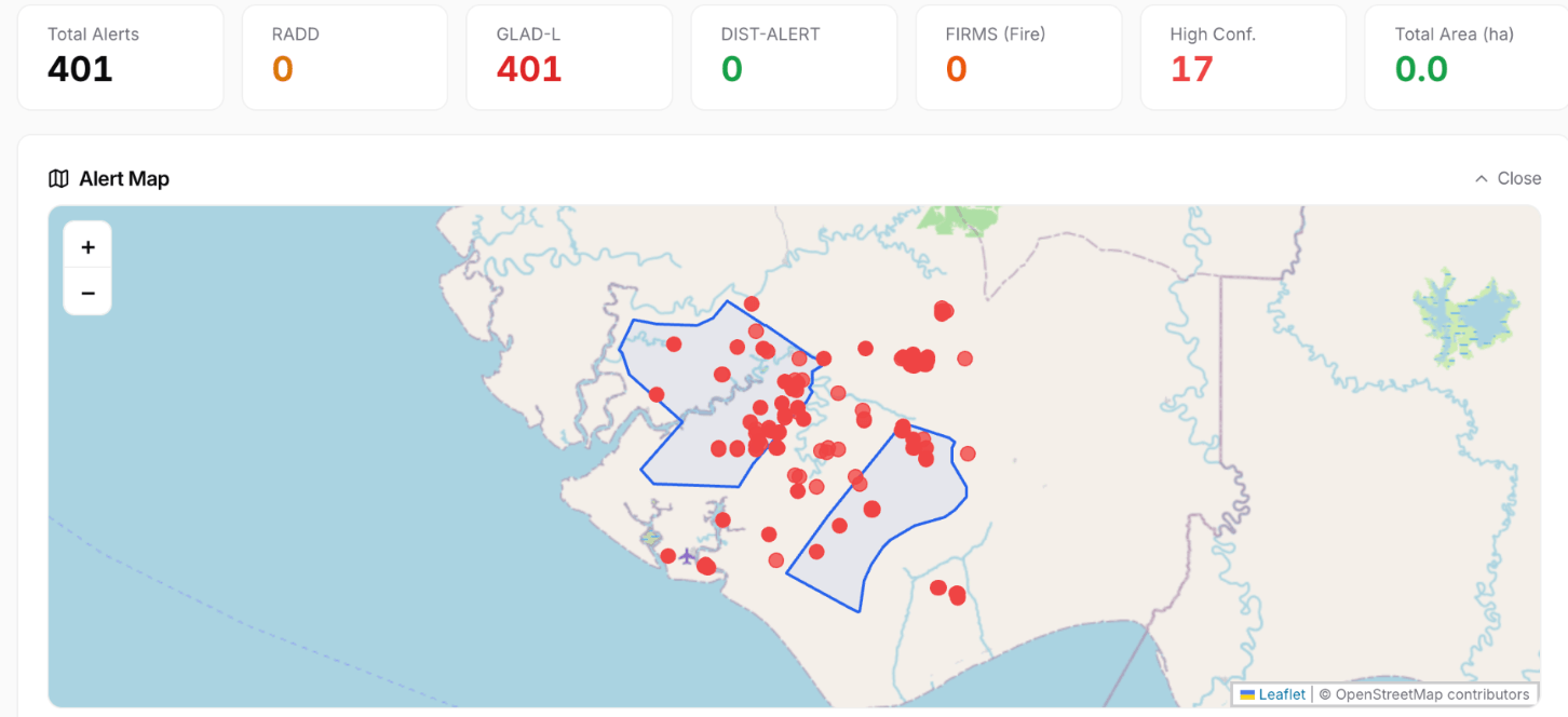 Fora OS landscape alert map and threat monitoring dashboard